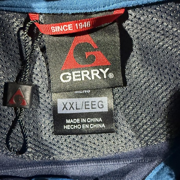 Gerry Sweatshirt Mens 2XL Blue Snap Henley Lined Fleece Pullover Pockets Logo - Picture 3 of 10